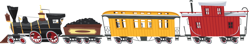 Vintage steam train with coal car and caboose